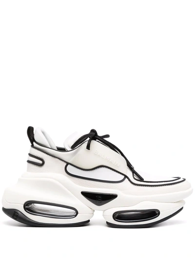 Balmain Bbold Transparent-heel Bicolor Sneakers In Black