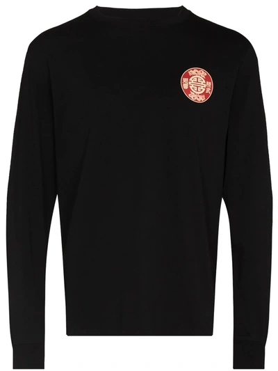 Nicholas Daley Punches-print Cotton-jersey Long-sleeved T-shirt In Black