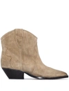 Isabel Marant Dewina Distressed Suede Ankle Boots In Taupe