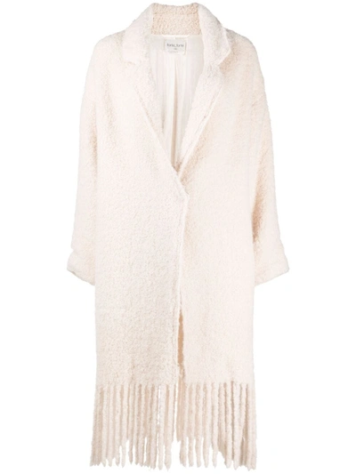 Forte Forte Cream Frayed Knitted Coat In Neutrals