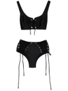 Noire Swimwear Lattice-strap Bikini Set In 黑色