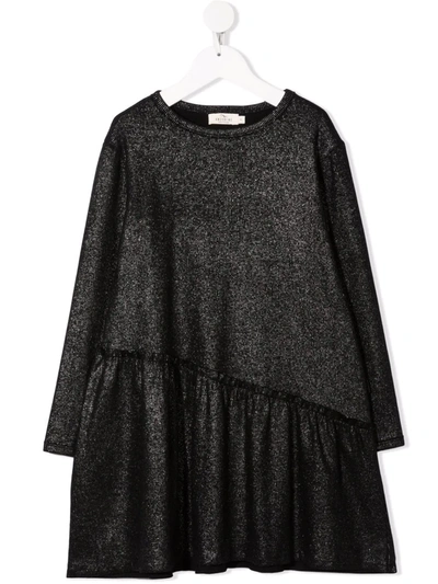 Andorine Kids' Metallic-effect Ruffled Dress In 银色