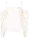 MARQUES' ALMEIDA DROPPED OFF-SHOULDER BUTTON-FRONT SHIRT