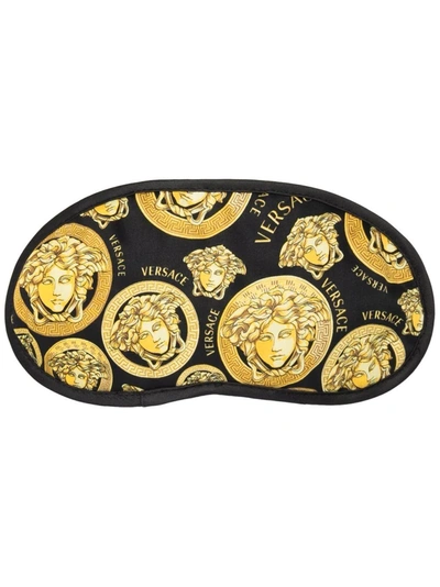 Versace Medusa Head-print Sleep Mask In Black