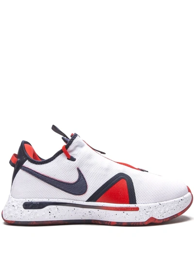 Nike Pg 4 Basketball Shoe In White/obsidian/university Red