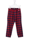 Il Gufo Check Print Trousers In 红色