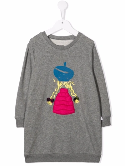 Il Gufo Graphic-print Sweater Dress In 灰色