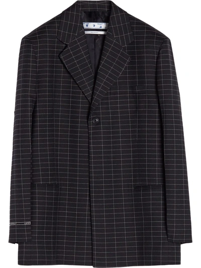 Off-white Check-pattern Single-breasted Blazer In 黑色