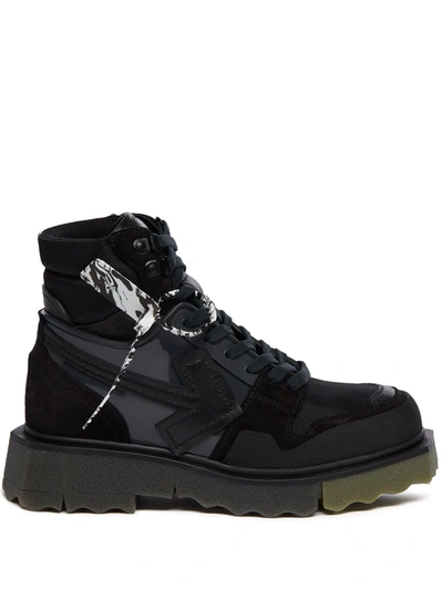Off-white Arrow-embroidered Suede And Leather Hiking Boots In Black