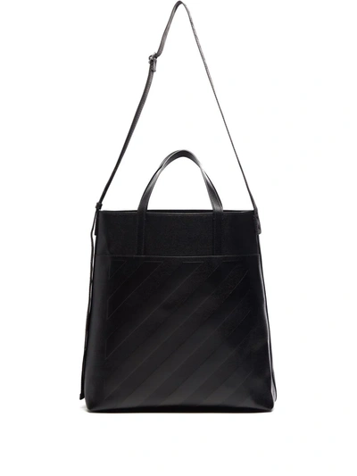 Off-white Diagonal Print Tote Bag In Black