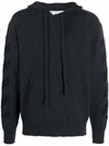 Off-white Grey Diagonal Stripe Arrows Knitted Hoodie In 灰色