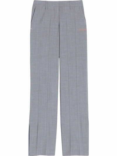 Off-white Pressed-crease Straight-leg Trousers In 灰色