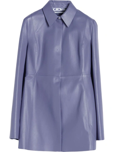 Off-white Medium Grey Collared Leather Shirt