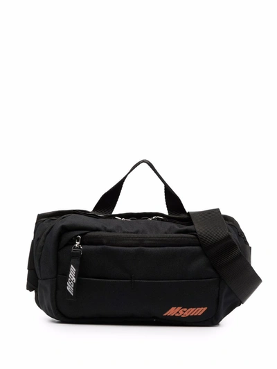 Msgm Technical Fabric Belt Bag In Nero