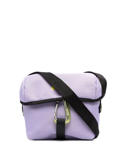 Msgm Logo-print Shoulder Bag In 紫色