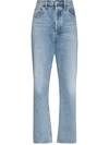 Agolde Cigarette Mid-rise Straight Leg Jean In Passenger In 蓝色