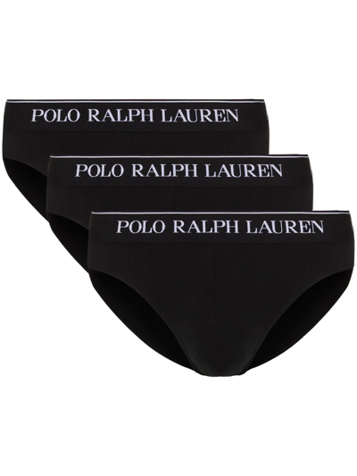 Polo Ralph Lauren Logo Band Three-pack Briefs In 黑色