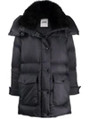Yves Salomon Black Down Vaporous Lambswool Jacket In Black