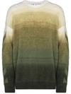 Off-white Diag Brushed Mohair Blend Knit Sweater In Green