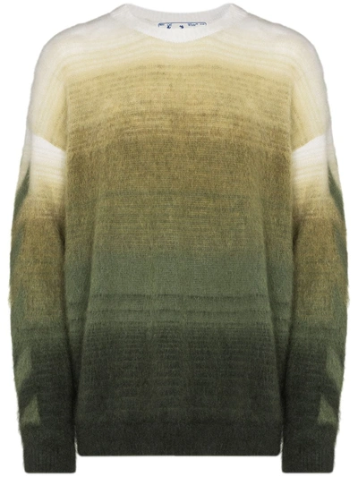Off-white Diag Brushed Mohair Blend Knit Sweater In Multicolor