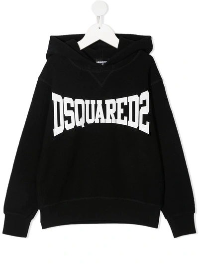 Dsquared2 Kids' Logo-print Hoodie In 黑色