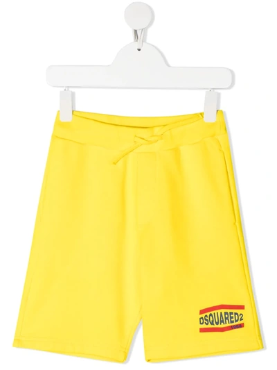 Dsquared2 Kids' Logo-print Shorts In 黄色