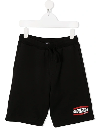 Dsquared2 Kids' Logo-print Shorts In 黑色