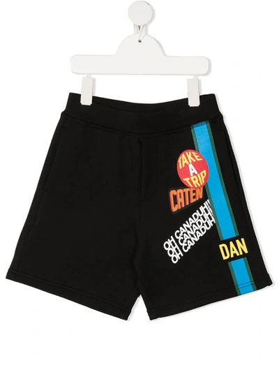 Dsquared2 Kids' Dan-print Shorts In 黑色