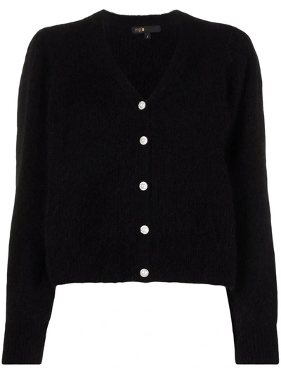 Maje Mohair Cardigan With Jewel Buttons In Black