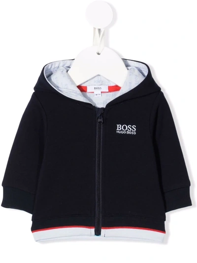 Bosswear Babies' Logo-print Fleece Hoodie In 蓝色