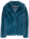 Apparis Milly Buttoned-up Faux-fur Coat In Stone Blue