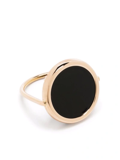 Ginette Ny 18k Rose Gold Black Onyx Disc Ring In Pink Gold