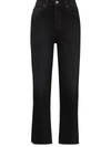 Re/done 70s High Rise Stove Pipe Straight-leg Jeans In 黑色