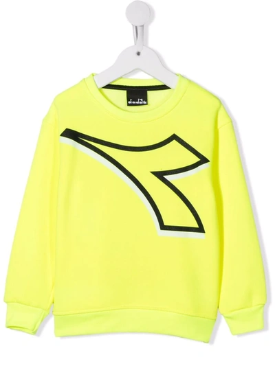 Diadora Junior Central Logo Print Sweatshirt In 黄色
