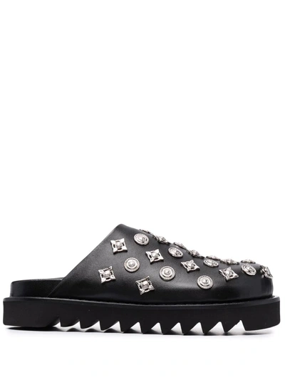 Toga Silver-stud Embellished Leather Mules In Black