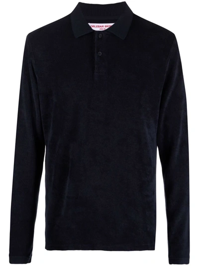 Orlebar Brown Long-sleeved Cotton Polo Shirt In Blue