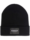 Dondup Logo Patch Beanie In Black