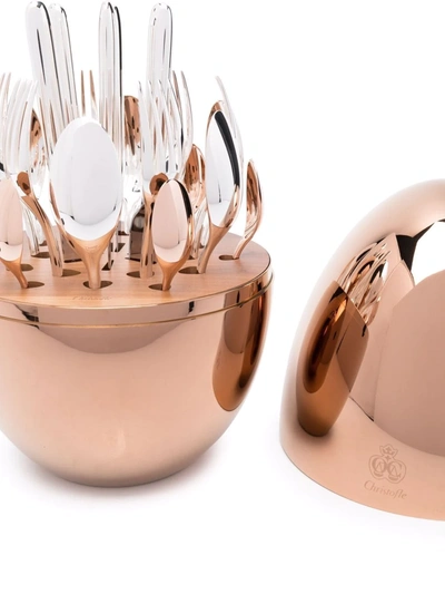 Christofle Mood 24-piece Silver-plated Flatware Set With Chest In 金色