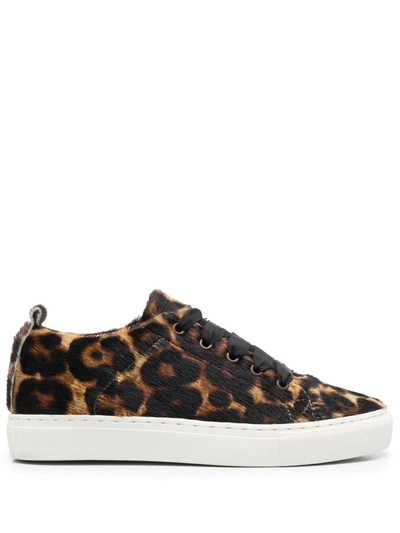 Manebi Leopard-pattern Low-top Sneakers In 褐色