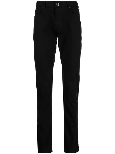 Emporio Armani Logo-plaque Straight Leg Trousers In 黑色