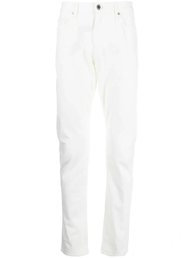 Emporio Armani Mid-rise Straight-leg Jeans In 白色