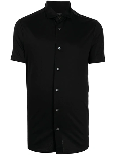 Emporio Armani Logo-plaque Short-sleeve Shirt In 黑色