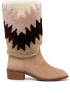 Aquazzura Nomade 45 Shearling And Suede Boots In 粉色