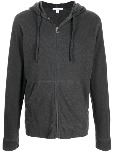 James Perse Zipped-up Fleece Hoodie In 灰色