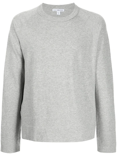 James Perse Crew Neck Fleece Sweatshirt In 灰色