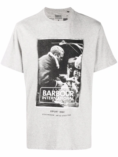 Barbour Photograph-print Cotton T-shirt In 灰色