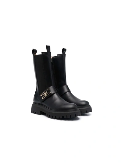 Elisabetta Franchi La Mia Bambina Kids' Knee Length Chelsea Boots In Black
