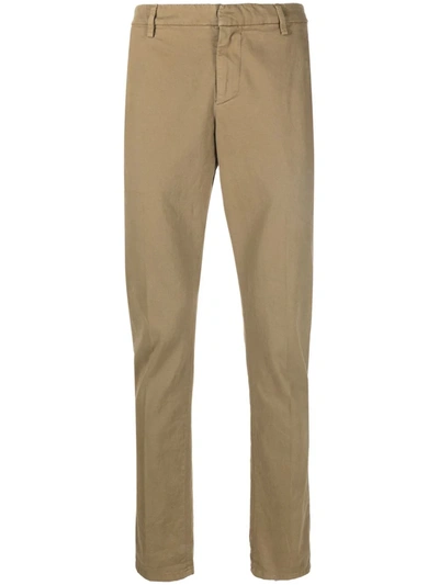 Dondup Jetted-pocket Cotton Chinos In Brown