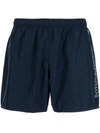 Ea7 Metallic Logo-print Swim Shorts In 蓝色