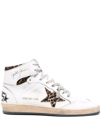 Golden Goose Logo-print High-top Leather Sneakers In 白色